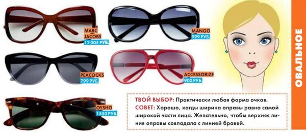 Солнцезащитные очки для овального типа лица