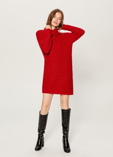 Красное платье-свитер из Mohito